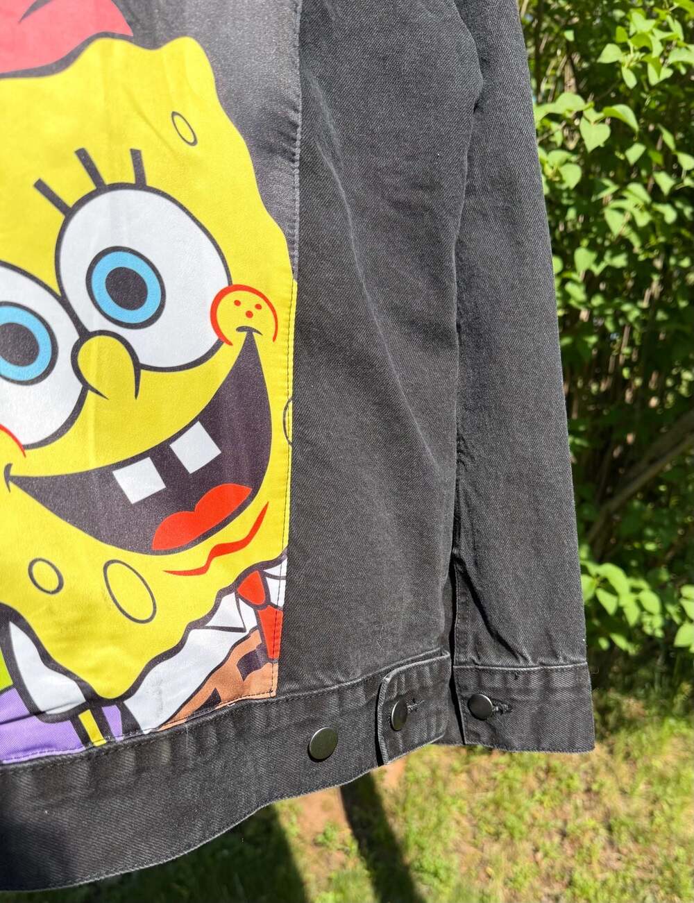 Nickelodeon Spongebob and Patrick Black Denim Jacket Adult Medium - Picture 6 of 10